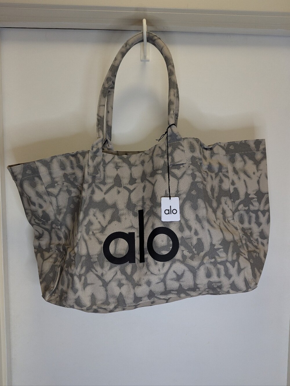 ALO Yoga Gray Tie-Dye Cotton Canvas Tote